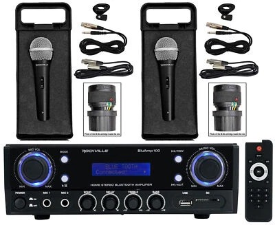 Rockville BLUAMP 100 Home Stereo Bluetooth Amplifier with USB/RCA Out+(2) Mics - Image 1 of 4