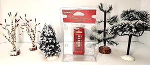Vintage Lemax Christmas Village 7pc Trees & New Red Telephone Booth Dollhouse - Picture 1 of 8
