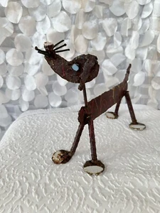 Scrap Metal Junkyard Dog Hotdog Dachshund Yard/Garden Sculpture Door Stop Rusty - Picture 1 of 16