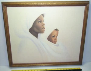 Beautiful Ida Jackson Lithograph Print of Mother and Child on Canvas - Picture 1 of 12