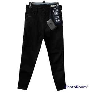 Diesel Slandy High Super Skinny High Waist Black Denim Stretch Size W29xL30 NWT - Picture 1 of 12