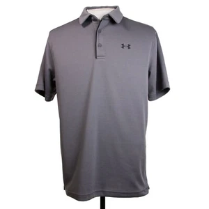 NWT Under Armour Heat Gear Mens M Gray Ribbed Polyester Tech Polo Shirt Golf - Picture 1 of 9
