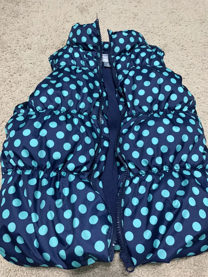 Girls Old Navy Vest Size Medium Blue Aqua Polka Dot Front Zipper  Frost Free - Image 1 of 4
