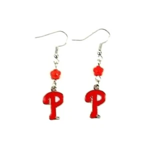 Philadelphia Phillies Team Colors Sophie Style Dangle Earrings Licensed and New - Picture 1 of 1