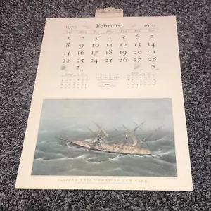 1970 TRAVELERS INSURANCE COMPANY CURRIER & IVES PRINT CALENDAR CLEAN & COMPLETE - Picture 1 of 5