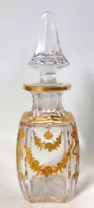 Baccarat (?) Crystal French Empire Applied Gold Scent Bottle - Picture 1 of 6
