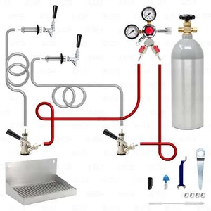 2 Tap Domestic Draft Beer Dual Tap CO2 System Keezer Kegerator Conversion Kit! - Imagen 1 de 11