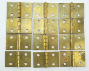 Antique Brass Small Cabinet Hinges Painted  Turquoise Patina set of 12 - Picture 1 of 6