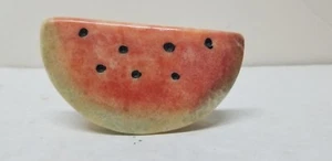 VTG ALABASTER MARBLE STONE WATERMELON SLICE FRUIT 4 1/4" - Picture 1 of 6
