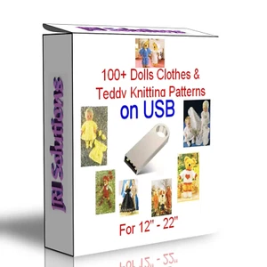100+ Mode Puppen Kleidung & Teddy Strickmuster USB Sammlung, 12-22 Zoll - Bild 1 von 2