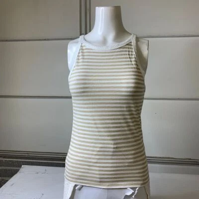 SPLENDID Candice Tank Top Women's Size M White/Taupe Stripe - Image 1 of 4