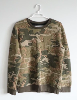 Zara Man Men's Green Large Quilted Camouflage Long Sleeve Crew Pullover Sweater - Image 1 of 4