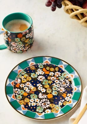 Taza Anthropologie Loren 12,75 oz motivo verde *NUEVA Y rara* floral Foto 1 de 4