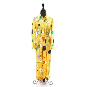 Vintage 1970's Maxi Dress Women's Lisa Cobb Saks Fifth Avenue Maxi Silk Yellow F - Picture 1 of 6
