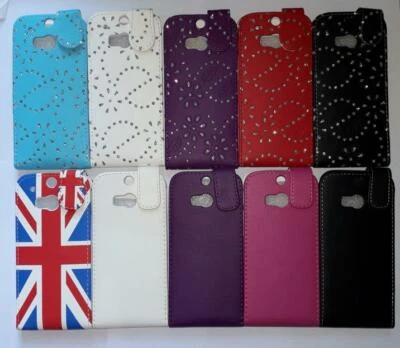 Vertical PU leather flip style phone case, cover to fit HTC One (M8)  - Image 1 of 4