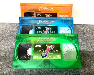 CINTA VHS EN BLANCO Cielo Verde Naranja Azul Plástico Transparente EHG T-120 JVC J'Collection GQ - Imagen 1 de 9