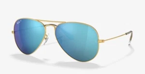 Ray Ban 3025 58 Aviator - Remix Personalizzato - Oro/Blu Specchiato Polarizzato - Foto 1 di 1
