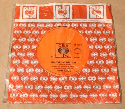 JOHNNY MATHIS  "WHAT WILL MY MARY SAY" - CBS 7" 45 RPM BA-221014 - Image 1 of 4