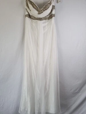 Imoda Ivory Chiffon Sweetheart Ruched Crystal Diamante Bead Wedding Dress Sz 12 — 第 1/4 张图片