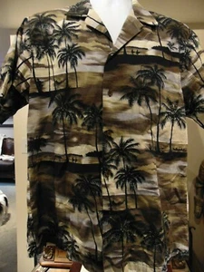 RJC Palm Trees on the Beach Men's Hawaiian Short Sleeve Shirt Aloha USA Large - Picture 1 of 4