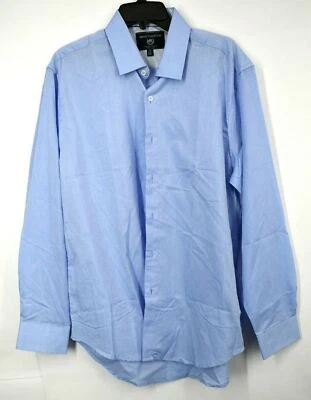 Report Collection Mens Blue Stripe Detail Dress Shirt Button Front Collared 16.5 - Image 1 of 4