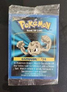 1999 Psyduck#54 Geodude#74  Kelloggs Game Tip Pokemon Sealed 3 Card Booster Pack - Picture 1 of 2