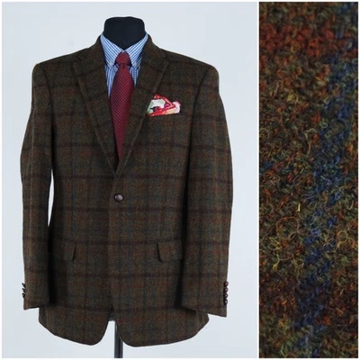 Mens Check Plaid HARRIS TWEED Jacket 40R UK Size Green Wool Sport Coat Blazer - Image 1 of 4