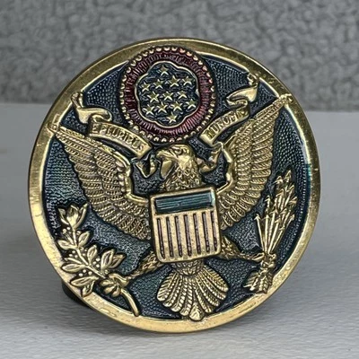 Vintage Solid Brass Belt Buckle – U.S. Great Seal Eagle Crest – Baron BBB #613  - Image 1 of 4