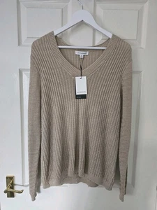Jersey M&S Autógrafo Lino Talla 12 Beige Mangas Largas Cuello en V Nuevo Con Etiquetas  - Imagen 1 de 12