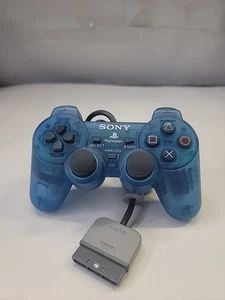Sony PlayStation 1 PS1 PS one OEM Transparent Blue Controller SCPH-110 - Tested - Picture 1 of 6