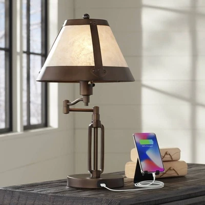 Samuel Rustic Desk Lamp 21 1/4" High Bronze with USB Port Swing Arm for Bedroom - Image 1 of 4
