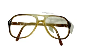 Vintage 80s Oversized Aviator Glasses – Gradient Amber Clear Frame used cracked - Picture 1 of 11