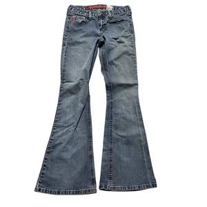 Jeans para mujer vintage y2K Mudd lavado oscuro acampanados talla 3 tiro bajo - Imagen 1 de 10