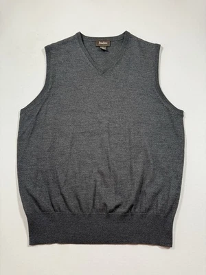 Neiman Marcus Sweater Vest Mens Medium Gray Merino Wool Silk Cashmere V-Neck - Image 1 of 4