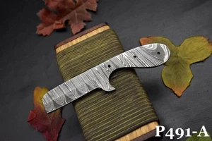 Custom Damascus Steel Blank Blade Mini Bull Cutter Hunting Knife Handmade P491-A - Picture 1 of 5