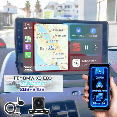 64GB Android15 Autoradio SWC BT Navi CarPlay EQ Für BMW X3 E83 2004-2012 +Kamera - Bild 1 von 4