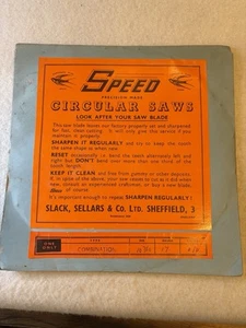 Vintage Slack, Sellars & Co Ltd. Speed Circular Saw 10 7/16" Gauge 17 C/Hole D/D - Picture 1 of 10