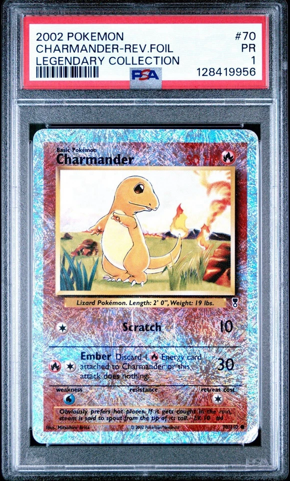 2002 POKEMON LEGENDARY COLLECTION #70 CHARMANDER-REVERSE FOIL PSA 1 - Image 1 of 1