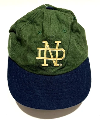 NOTRE DAME FIGHTING IRISH Green Navy Wool Nylon One Size Hat Cap Mitchell Ness - Image 1 of 4