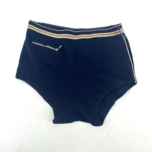 1930s swimming trunks blue wool knitted antique bathing suit swim shorts L  W36 - Picture 1 of 8