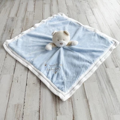 Carters Blue Bear Security Blanket Lovey Plush Rattle Sweet Baby Boy Comfort Toy - Image 1 of 4