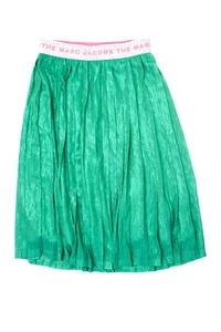 Marc Jacobs Girls Logo Waistband Metallic Striped A Line Skirt Green Size 12 - Picture 1 of 4