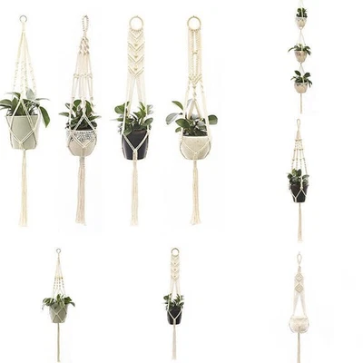 Macrame Plant Decor Hanger Rope Flower Pot Garden Hanging Planter Basket - Image 1 of 4