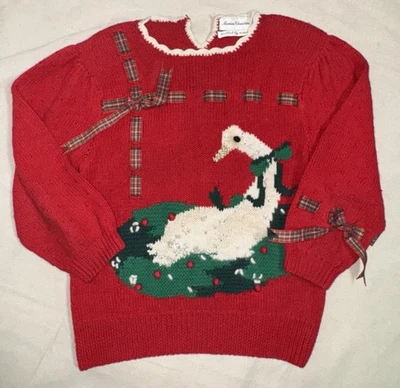 Suéter de Ganso de Navidad Marisa Christina Cinta a Cuadros Cottagecore S M Feo De Colección Foto 1 de 4