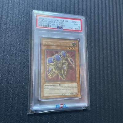 Yugioh! Rampaging Rhynos CDIP-EN031 Ultimate Rare 1st Edition PSA Graded MINT 9 - Image 1 of 2