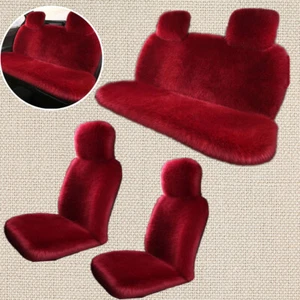 Fundas rojas delanteras + traseras para asiento de coche almohadilla de amortiguación antideslizante piel felpa invierno - Imagen 1 de 6