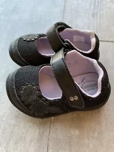 STRIDE RITE Shoes Layla Mary Jane Flowers Black Glitter Sparkle Baby Toddler 4 - Picture 1 of 7