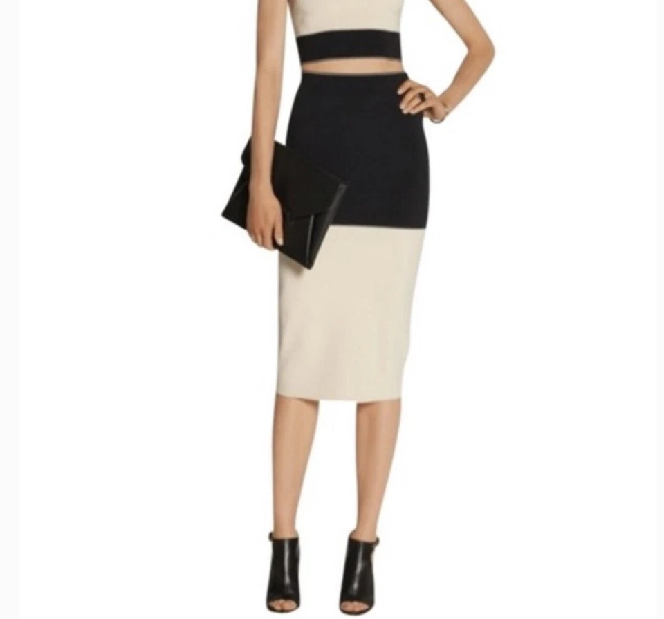 Rag And Bone Regina Color Block Cotton Pencil Skirt XS 🔲 Nice Pre-Owned. - Image 1 of 4