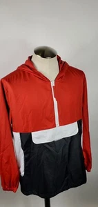 Vintage Arizona Jean Co Red Black.Colorblock Windbreaker Full Zip Jacket Large - Picture 1 of 8