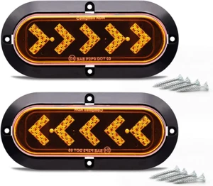 TMH (Pack of 2 6 Inch Oval ARROW Amber Light Turn Signal Tail Indicator Light - Picture 1 of 12